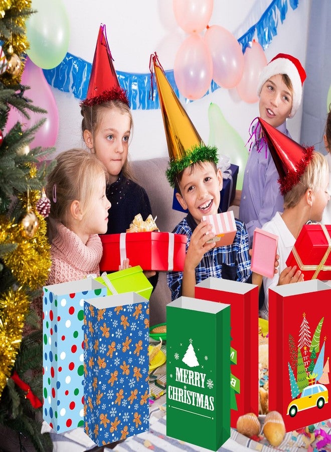 Kolldenn 120 Pcs Christmas Gift Bags Bulk 6 Styles Christmas Treat Bags 9.5 x 5.1 x 3.15 Inch Paper Goodie Pouches for Gifts Candy Snacks Lunch Holiday Party Supplies(Cute) - Image 2